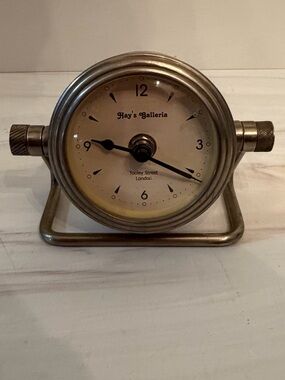 Heavy silver antique Hay’s Galleria London desk/table clock